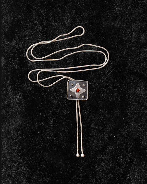 Red Tiger's Eye Square Bolo Tie