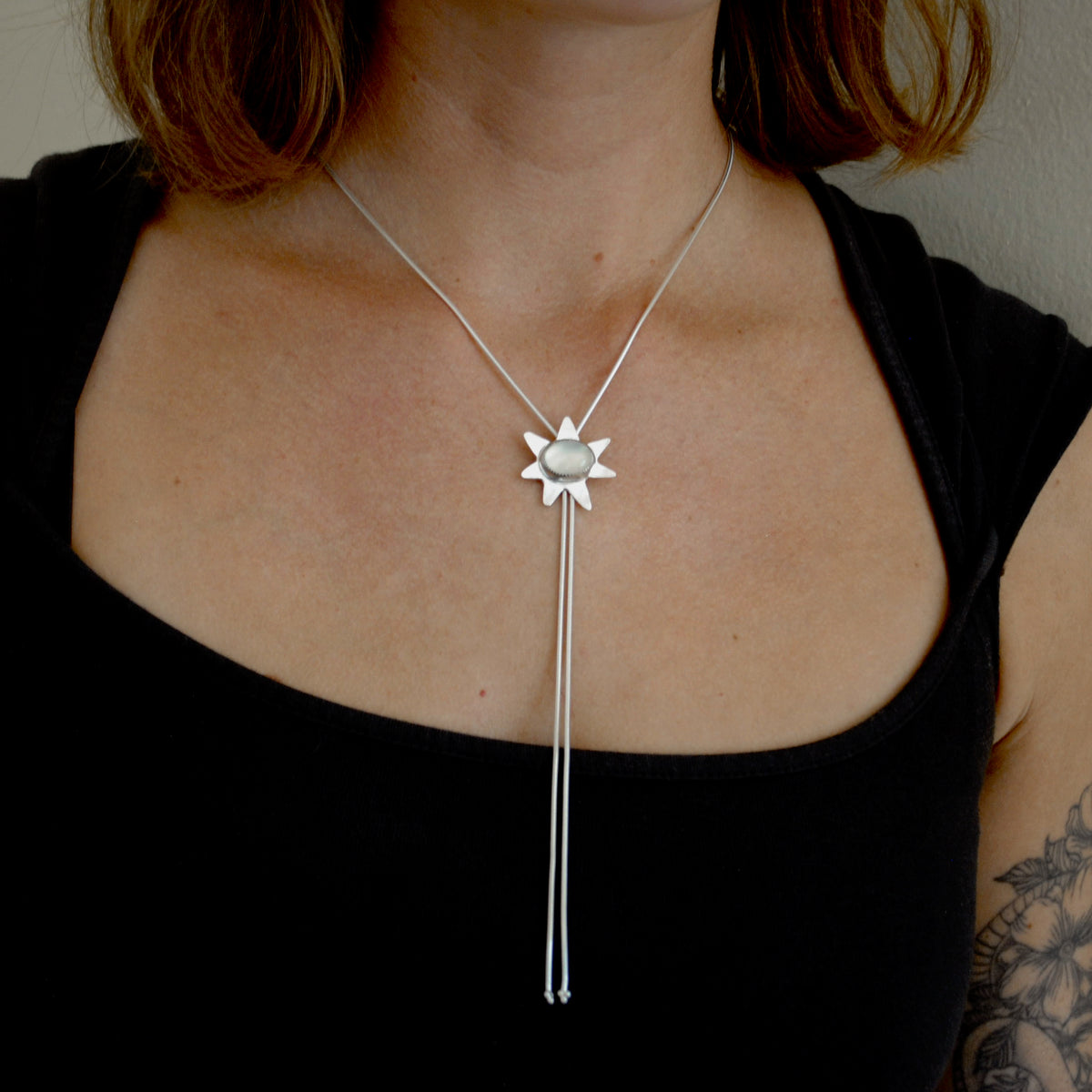 Blue Chalcedony Star Bolo Tie