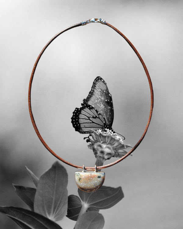 Ocean Jasper Leather Cord Necklace