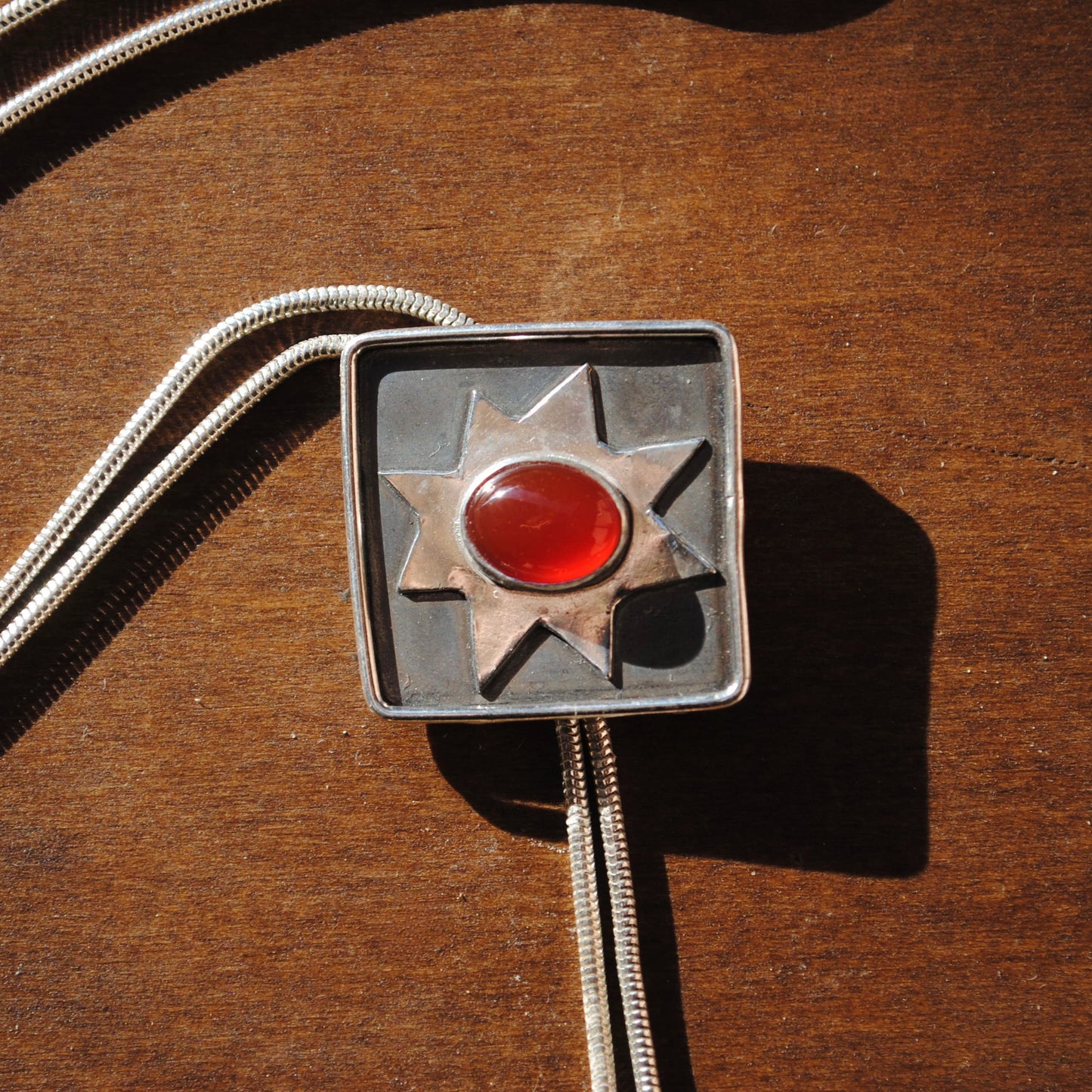 Carnelian Square Star Bolo Tie