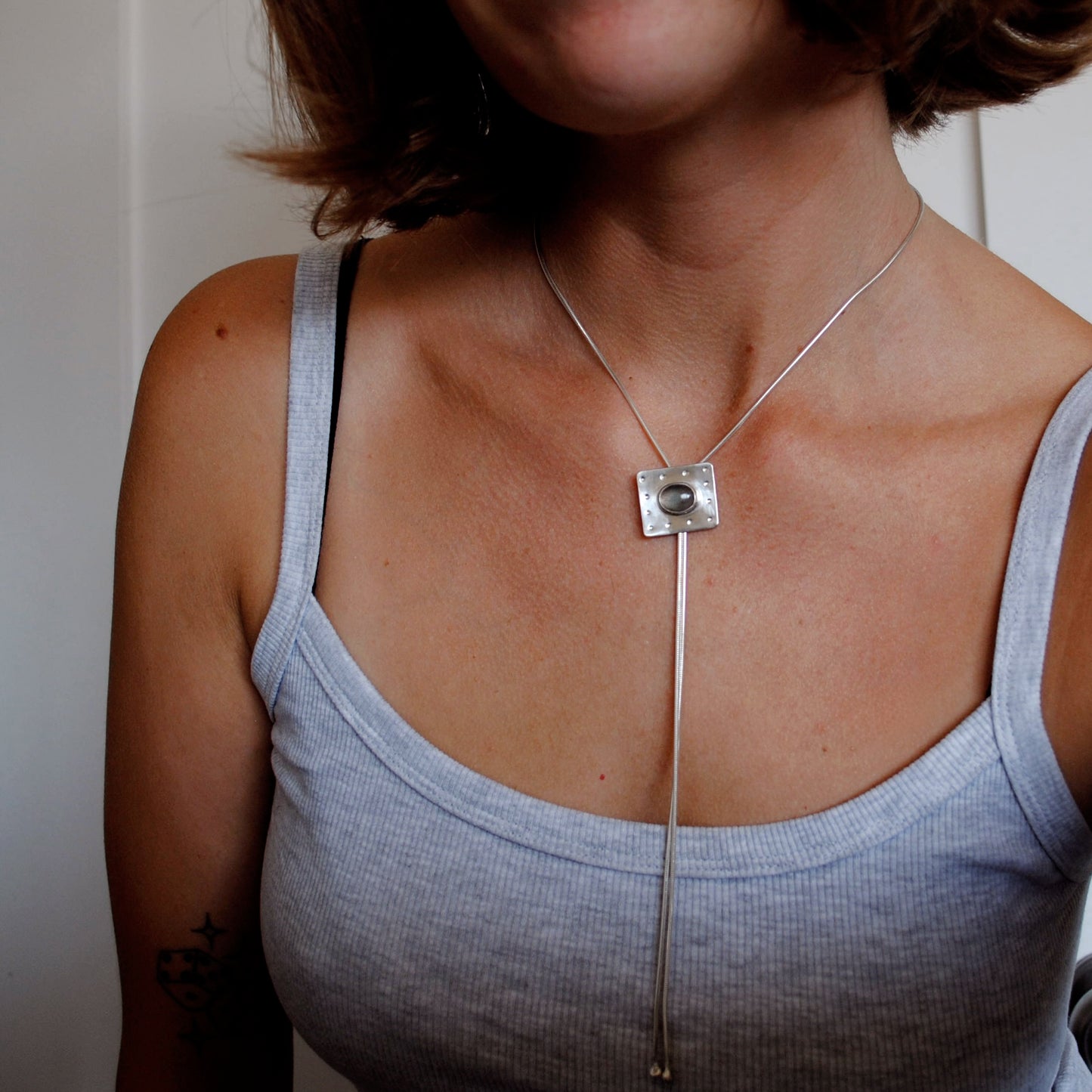 Labradorite Square Bolo Tie