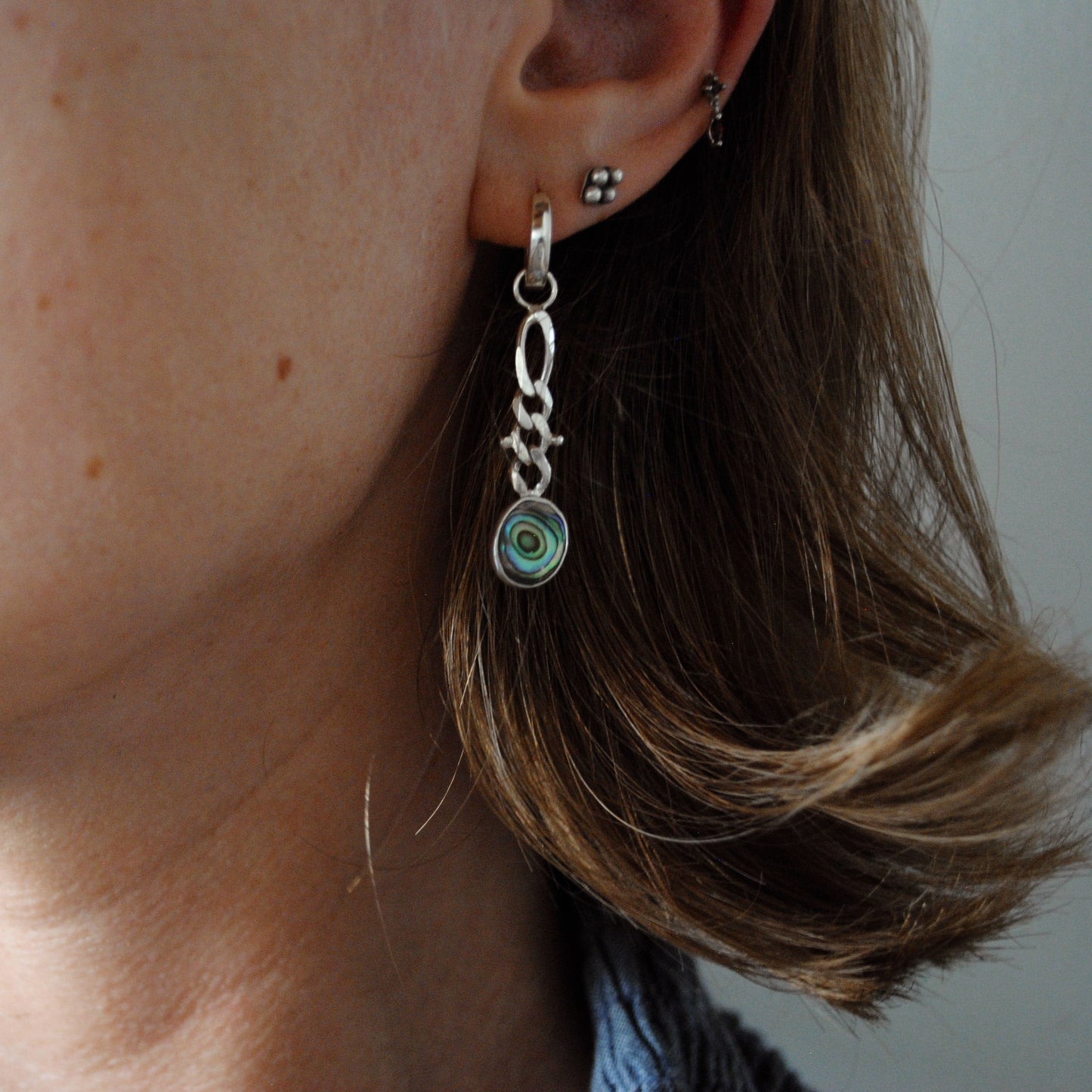 Abalone Figaro Huggie Hoops