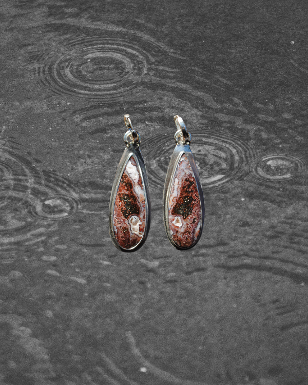 Crazy Lace Agate Huggie Hoops