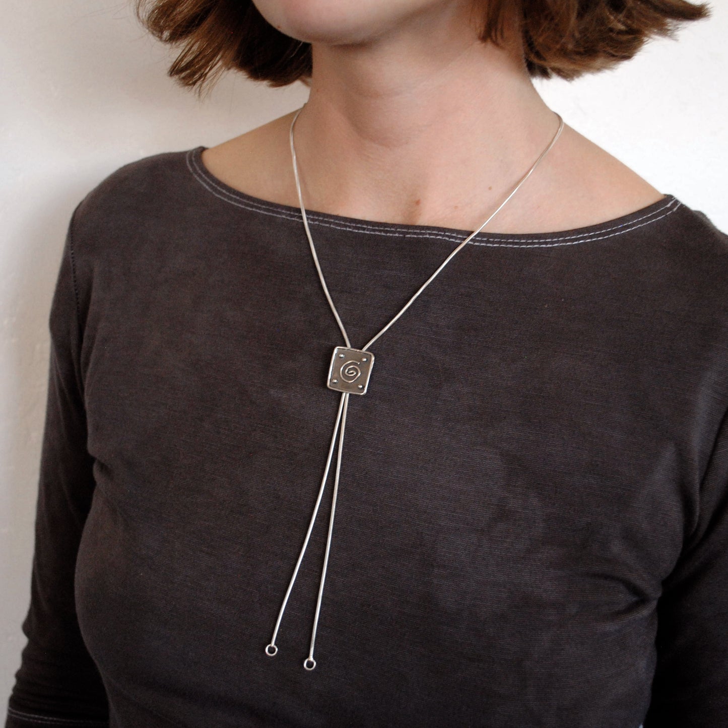 Spiral Square Bolo Tie