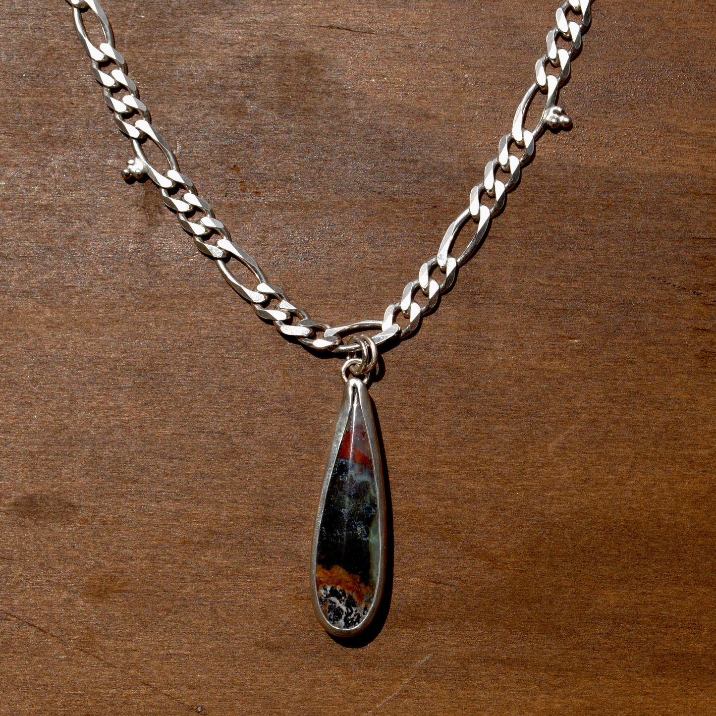 Petrified Wood Figaro Chain Necklace