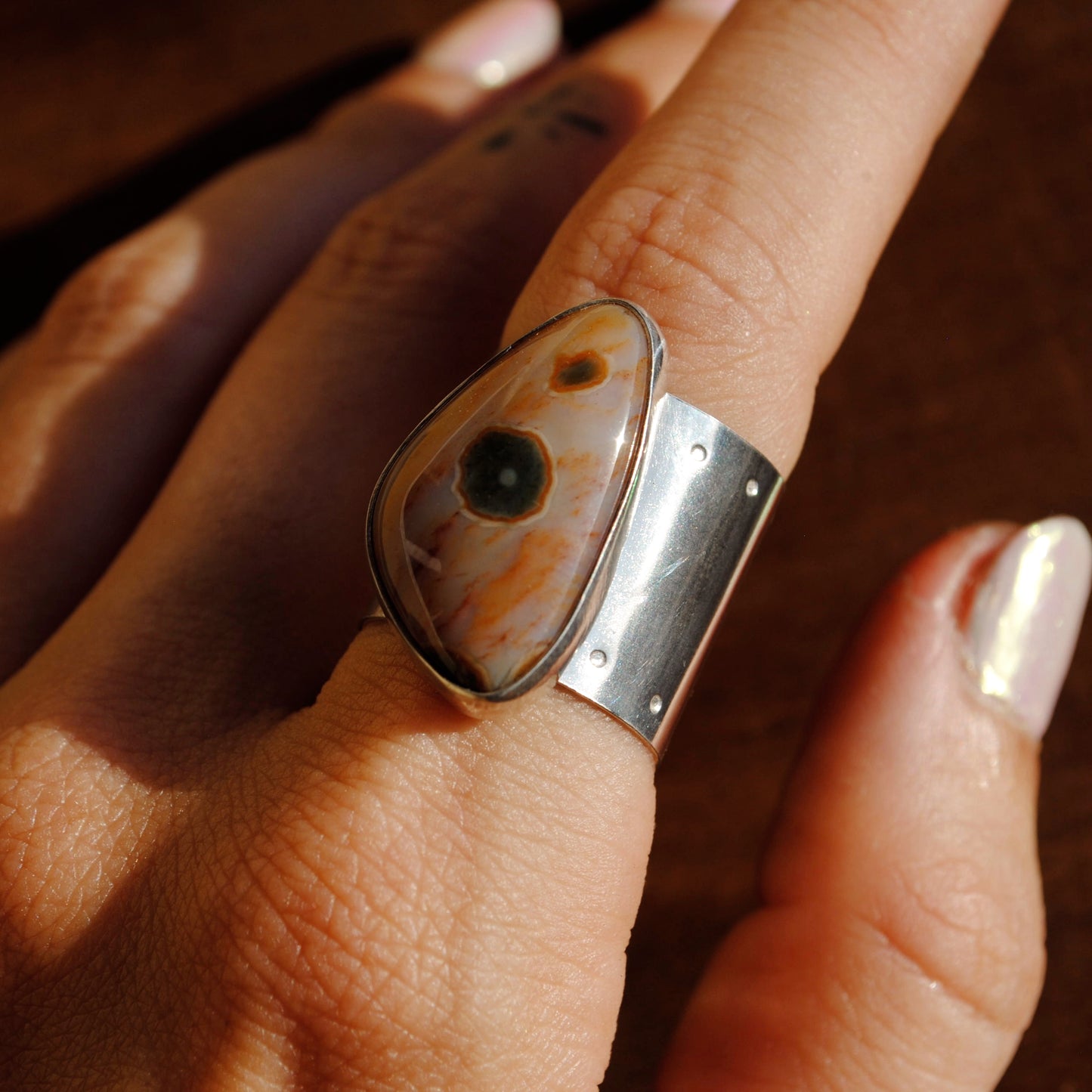 Ocean Jasper Wide Band Ring