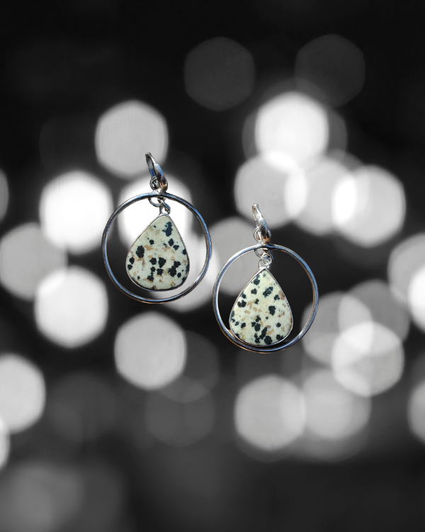 Dalmatian Jasper Huggie Hoops