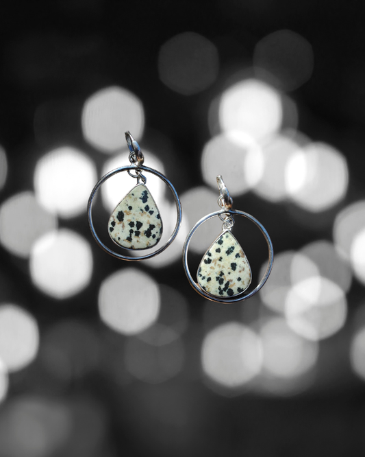 Dalmatian Jasper Huggie Hoops