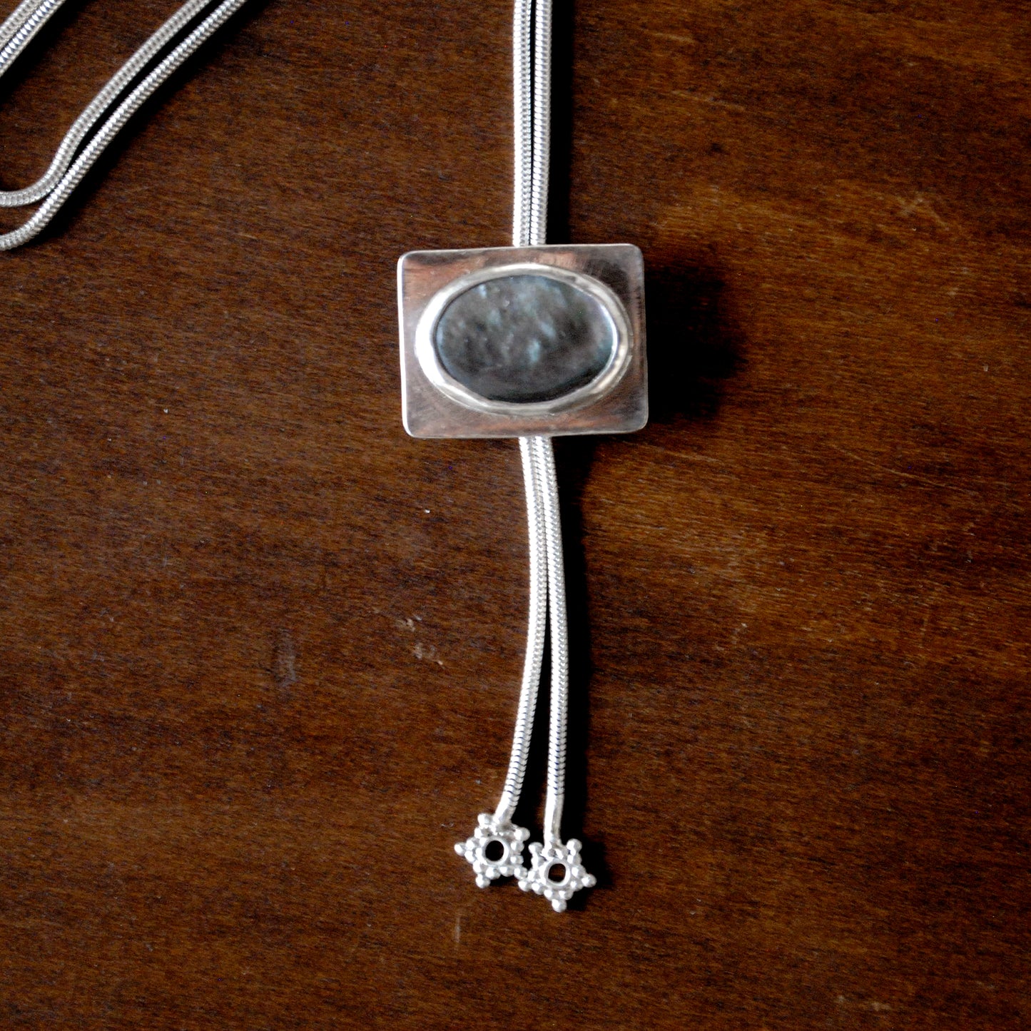 Black Mother of Pearl Rectangle Bolo Tie