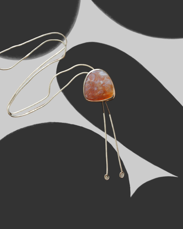 Pink Banded Agate Bolo Tie