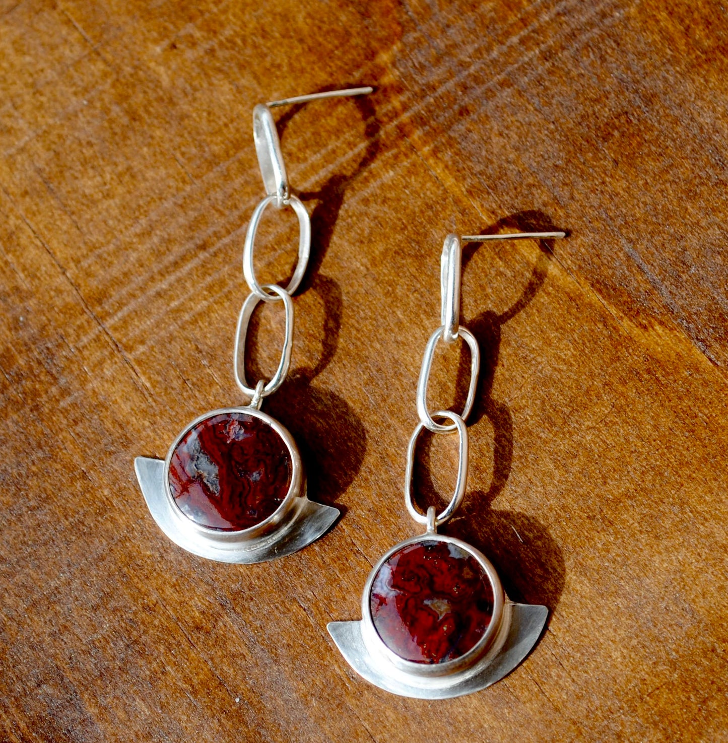 Paul Bunyan Agate Chain Earrings