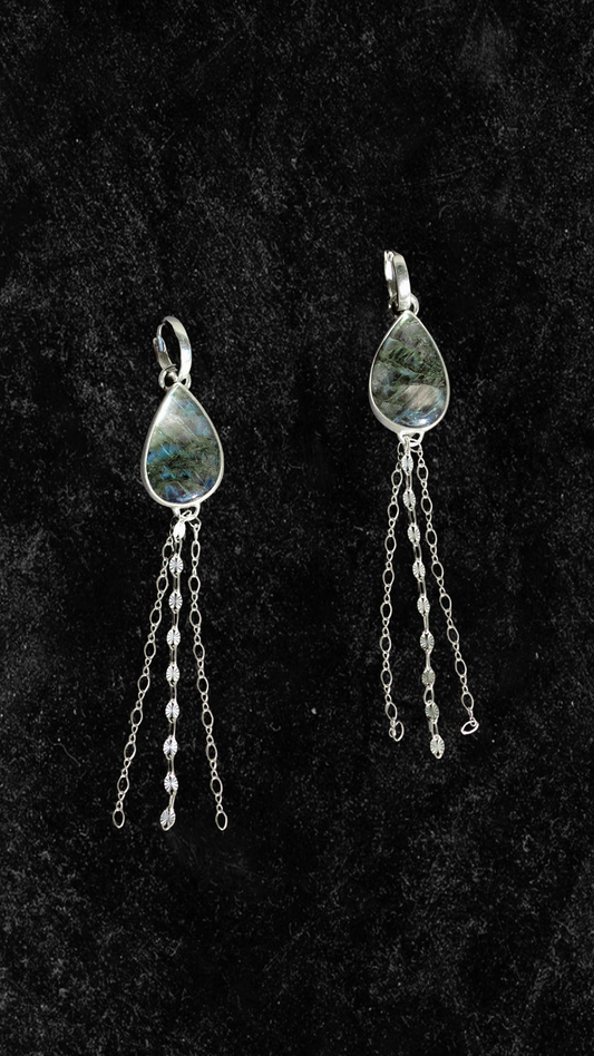 Labradorite Huggie Hoops