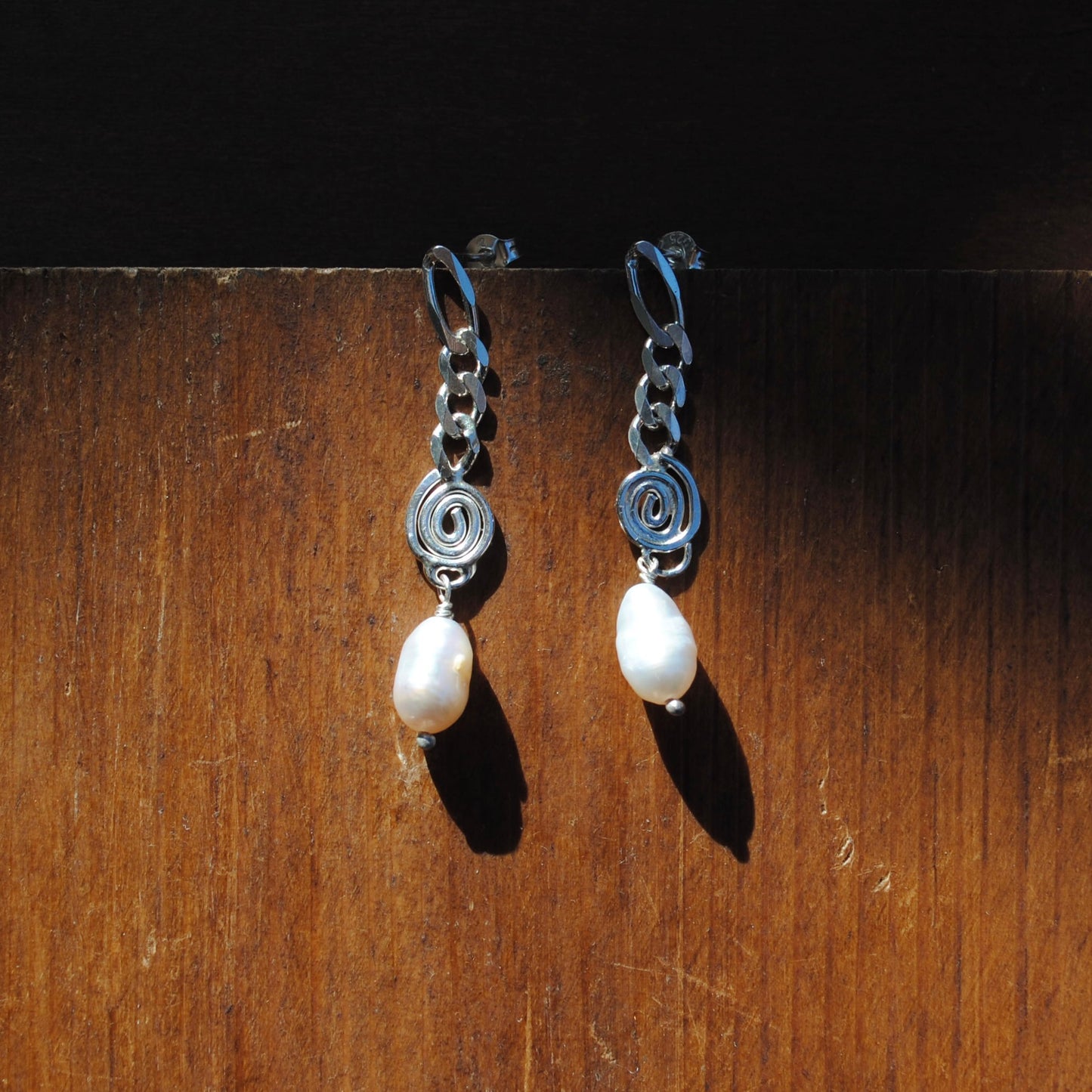 Freshwater Pearl Spiral Earrings