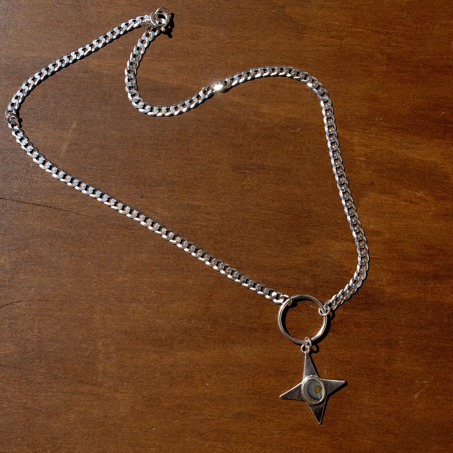 Abalone Star Curb Chain Necklace