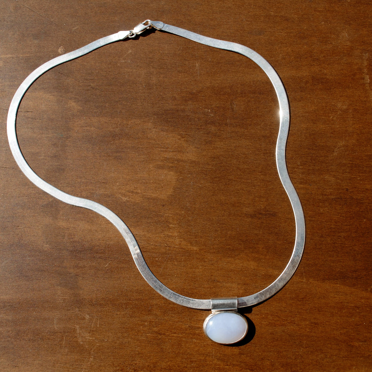 Blue Chalcedony Herringbone Necklace