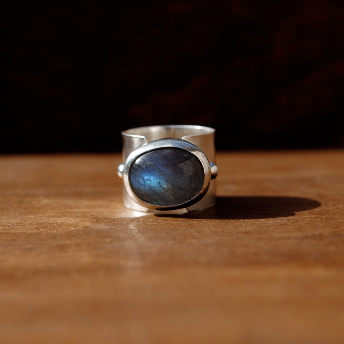 Labradorite Wide Band Ring - US 8