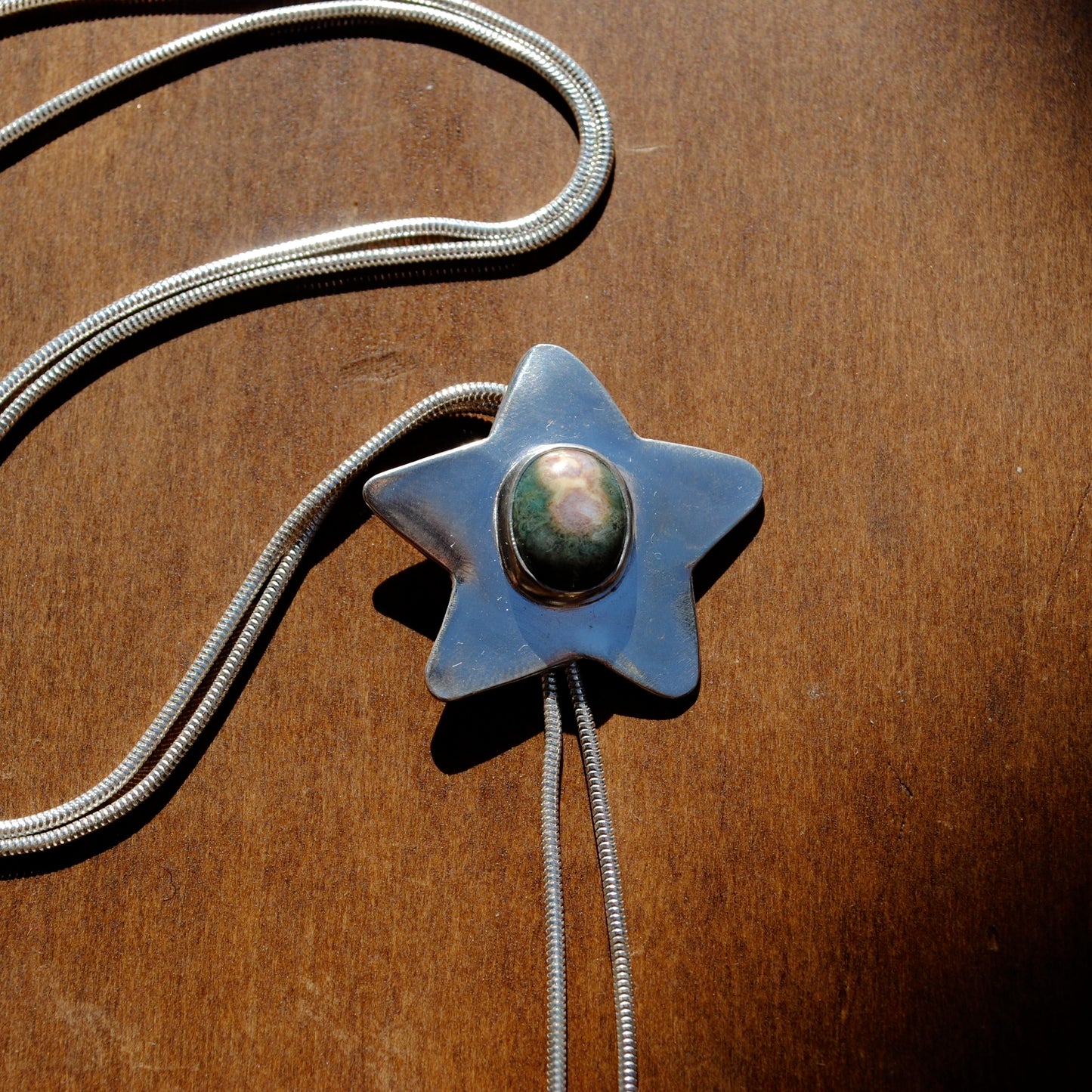 Green Ocean Jasper Star Bolo Tie