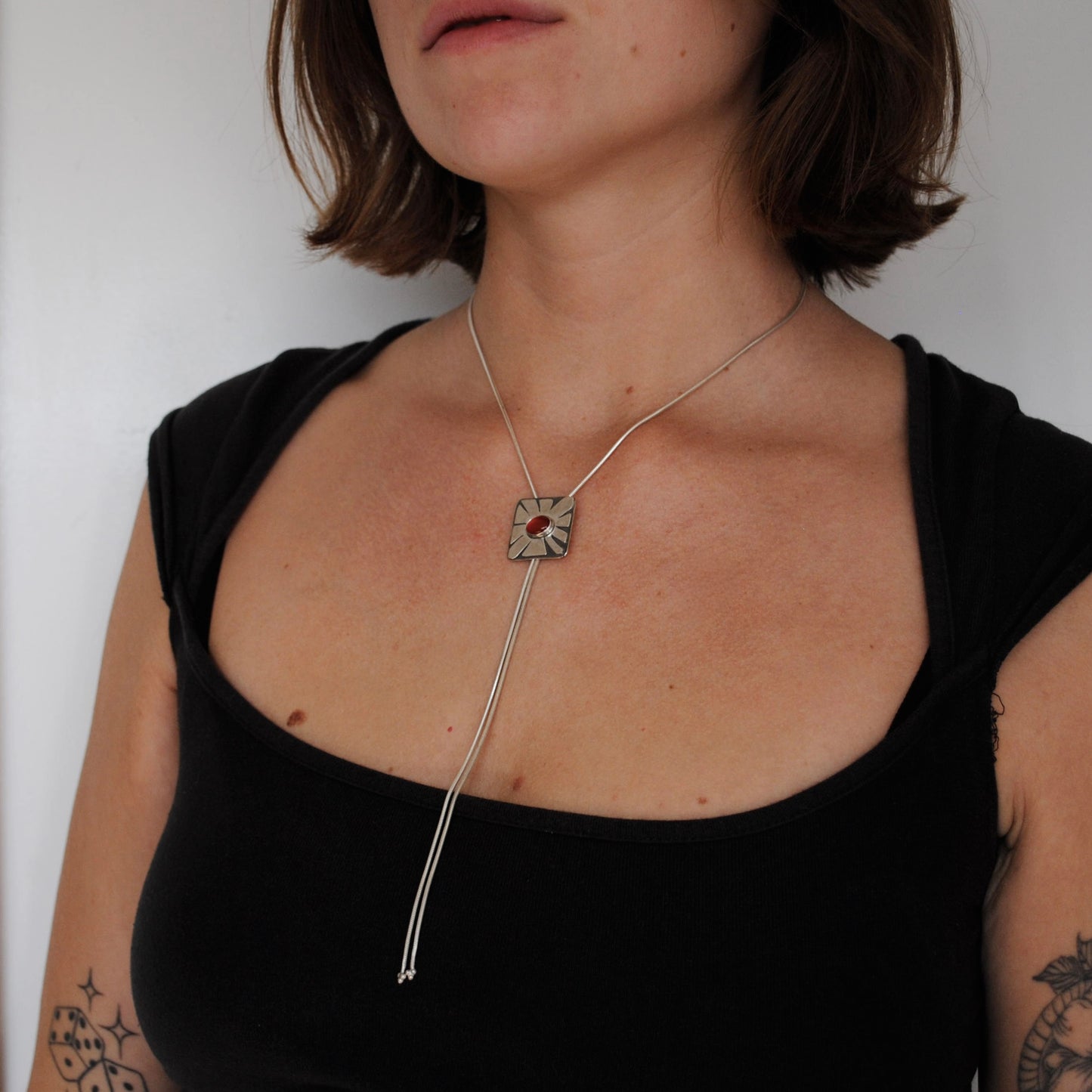 Carnelian Flower Bolo Tie