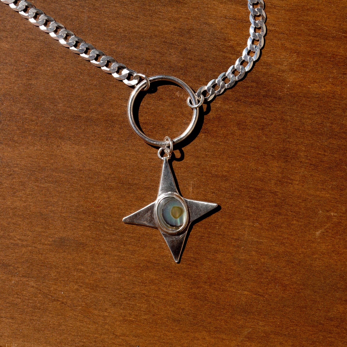 Abalone Star Curb Chain Necklace