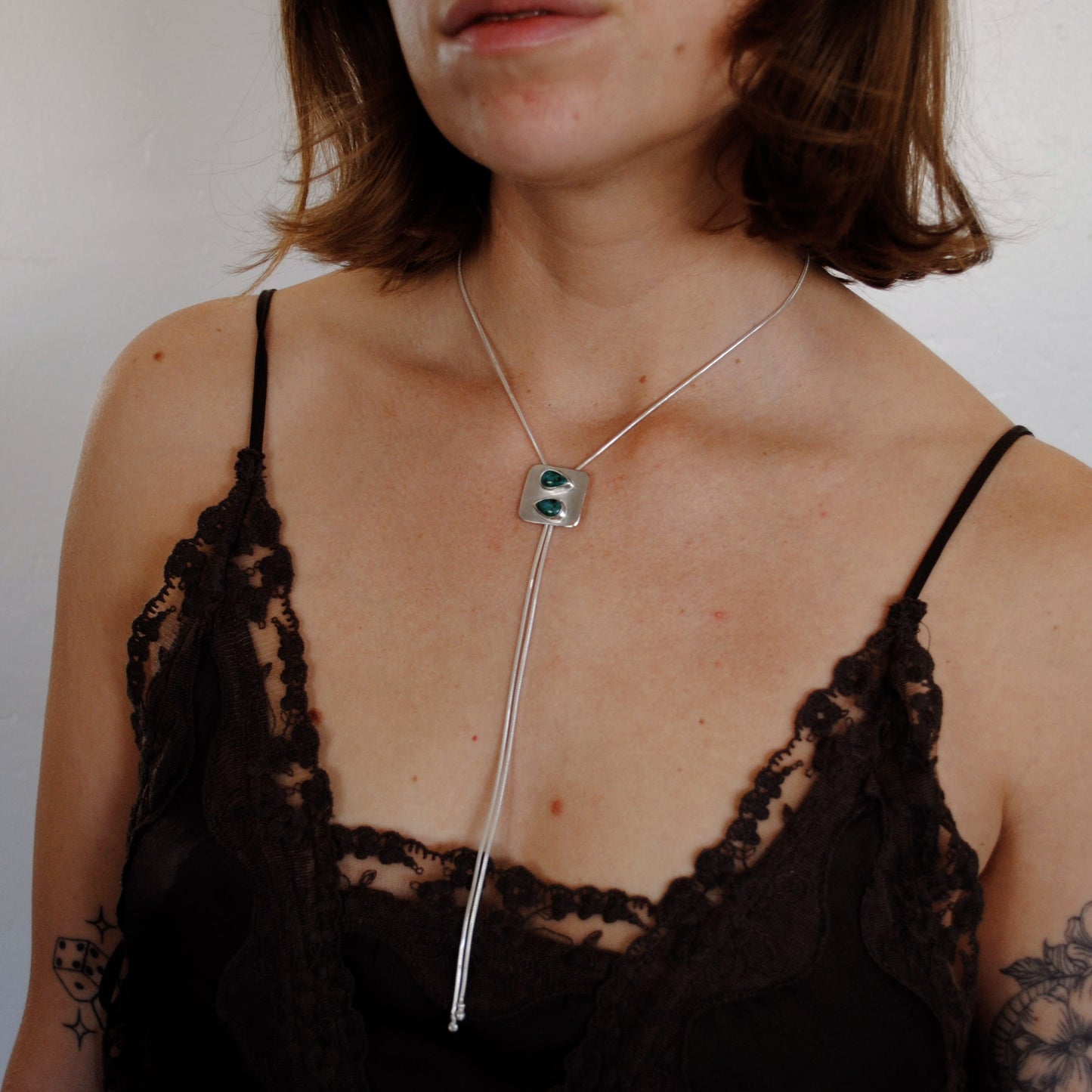Chrysocolla Square Bolo Tie
