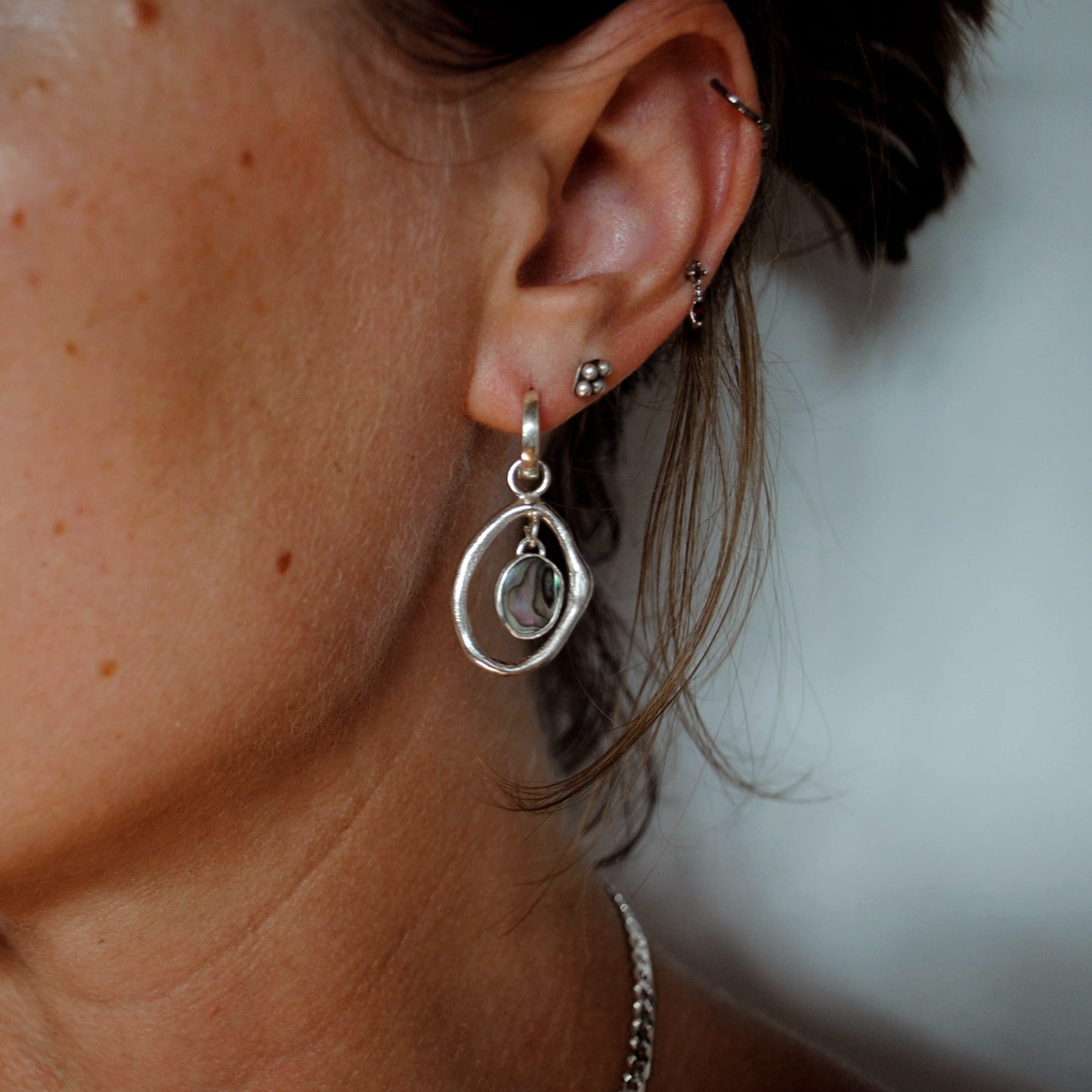 Abalone Liana Huggie Hoops