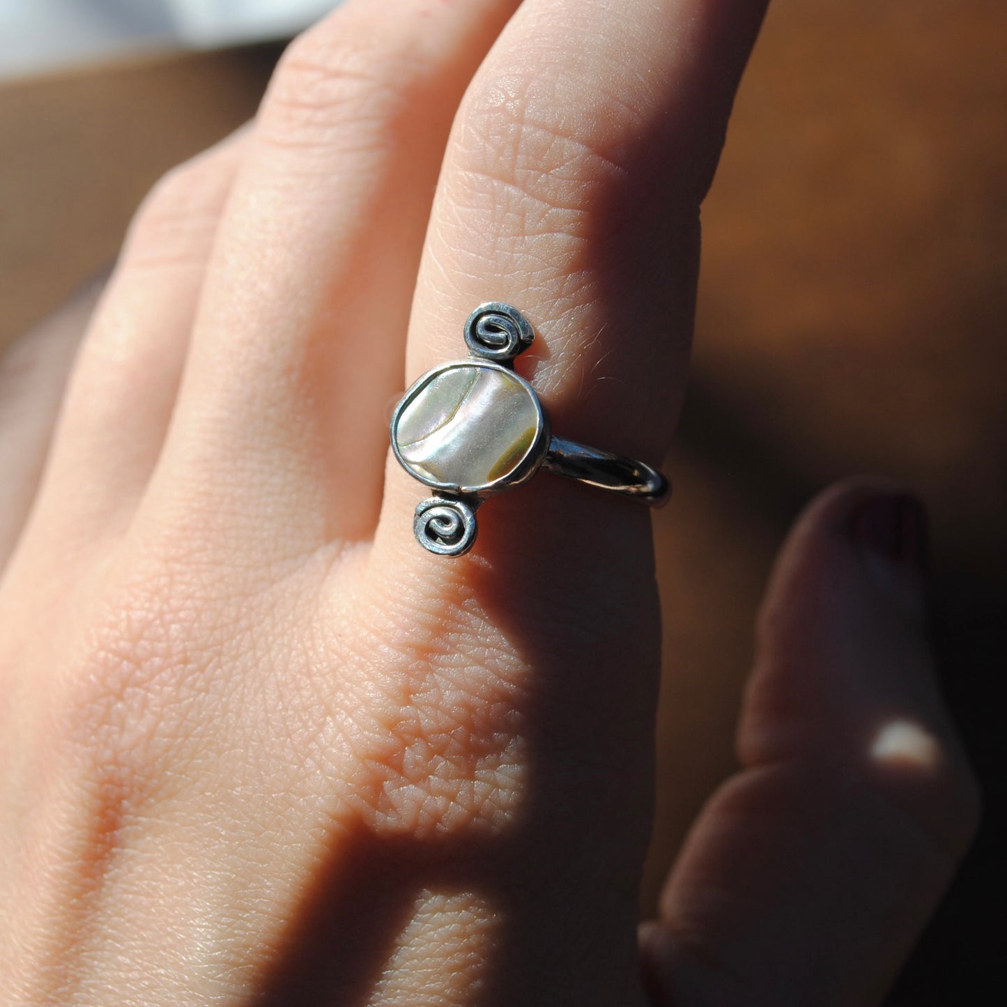 Abalone Spiral Ring
