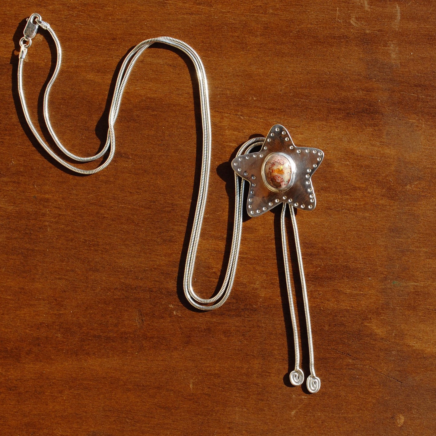Fire Opal Star Bolo Tie I
