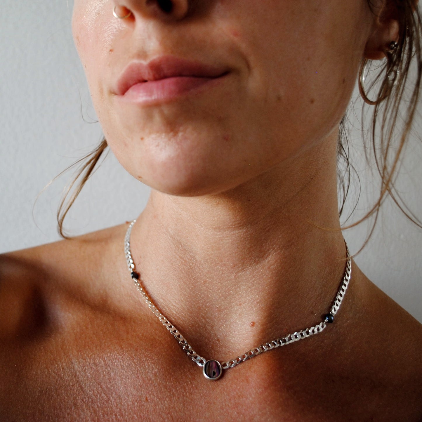Abalone Curb Chain Necklace