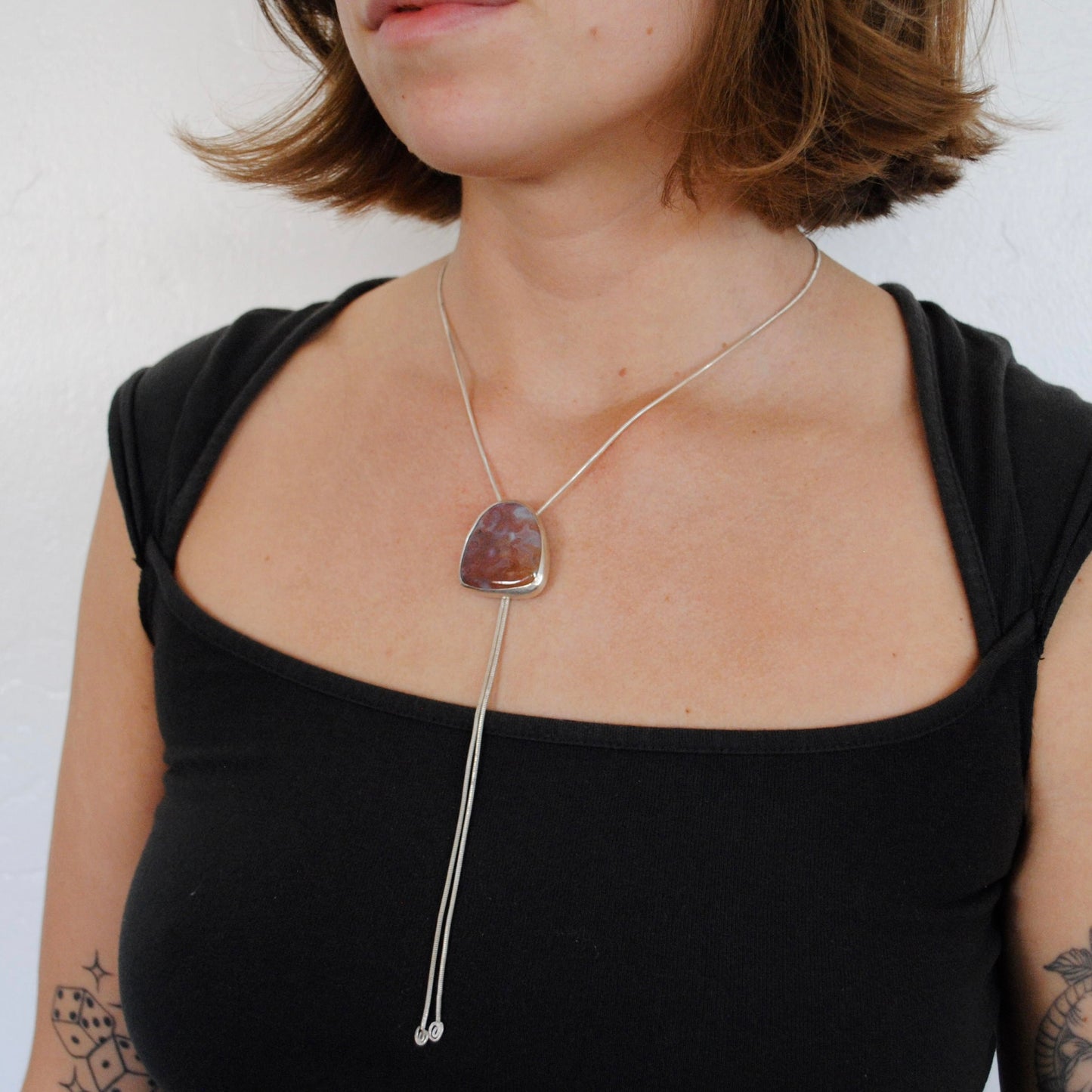 Pink Banded Agate Bolo Tie