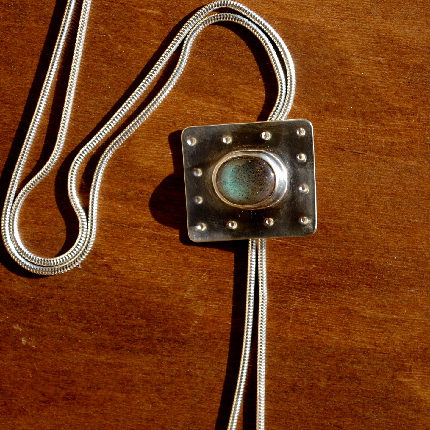 Labradorite Square Bolo Tie