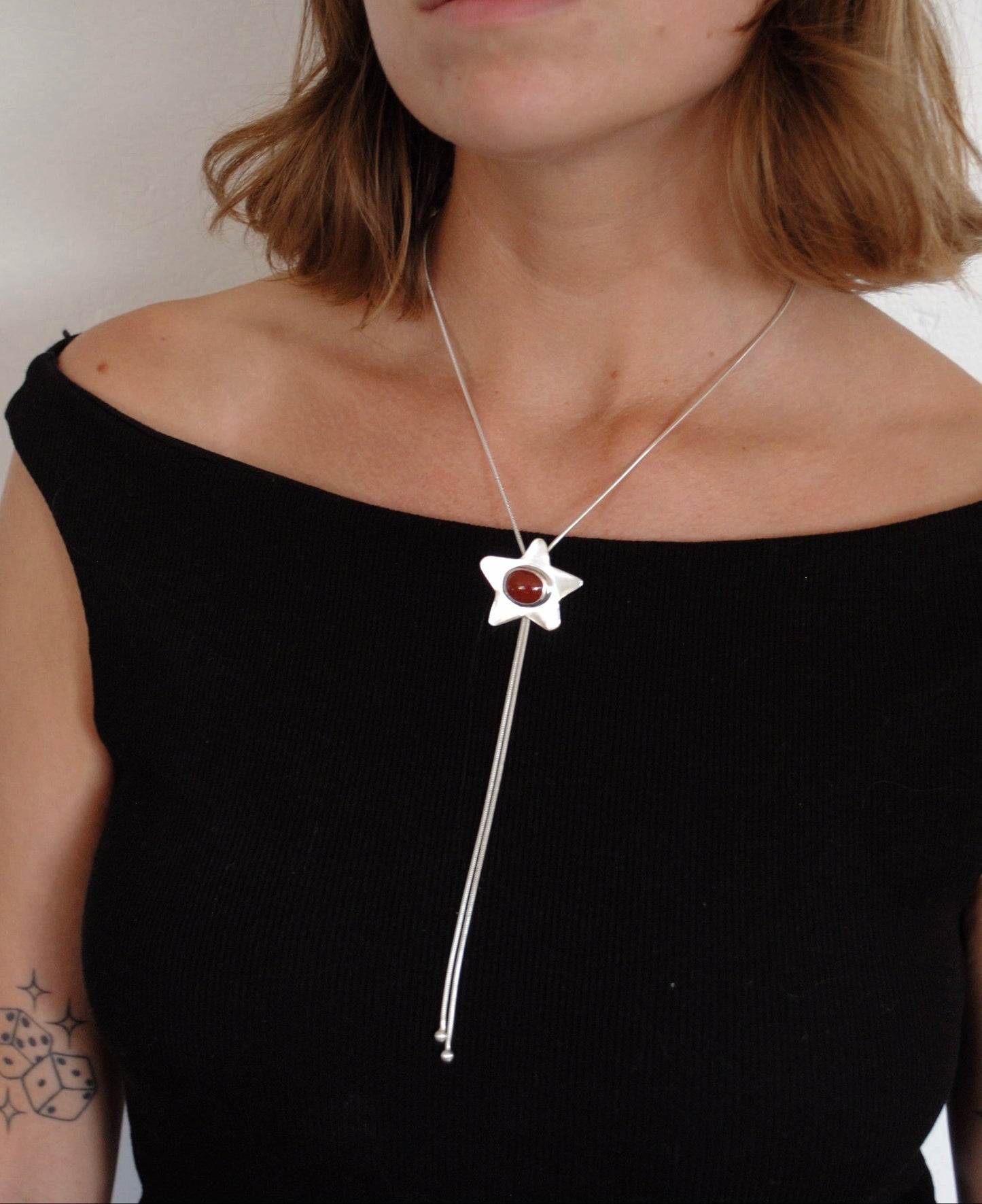 Red Agate Star Bolo Tie