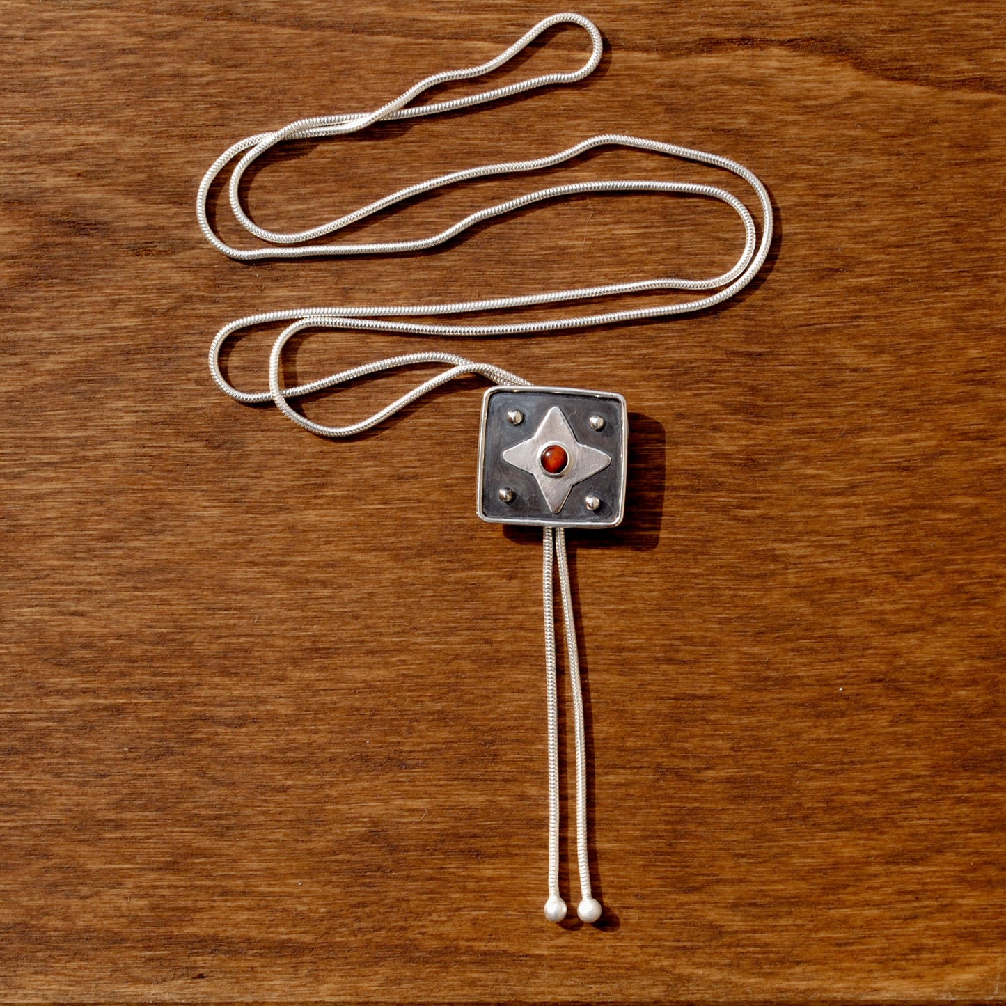 Red Tiger's Eye Square Bolo Tie