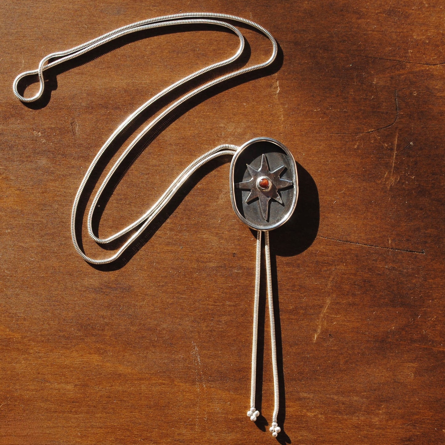 Carnelian Oval Star Bolo Tie