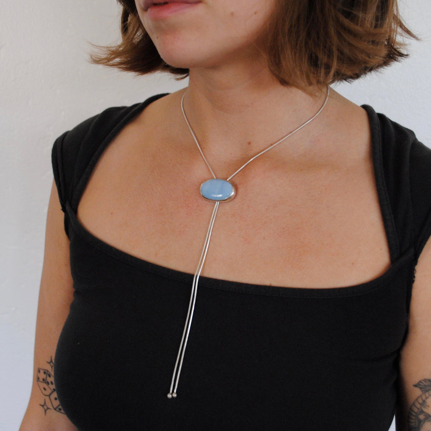 Blue Opal Bolo Tie