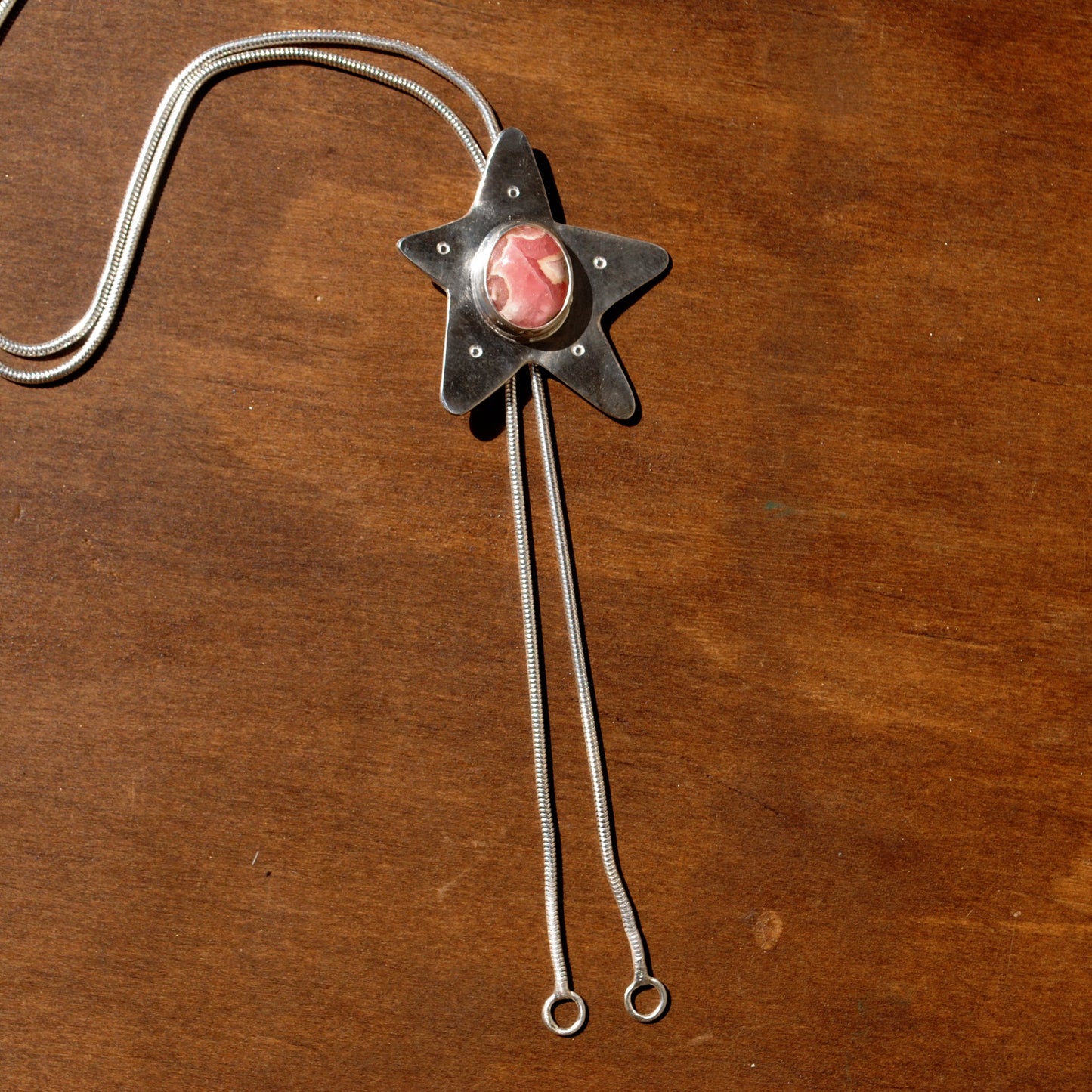 Rhodochrosite Star Bolo Tie