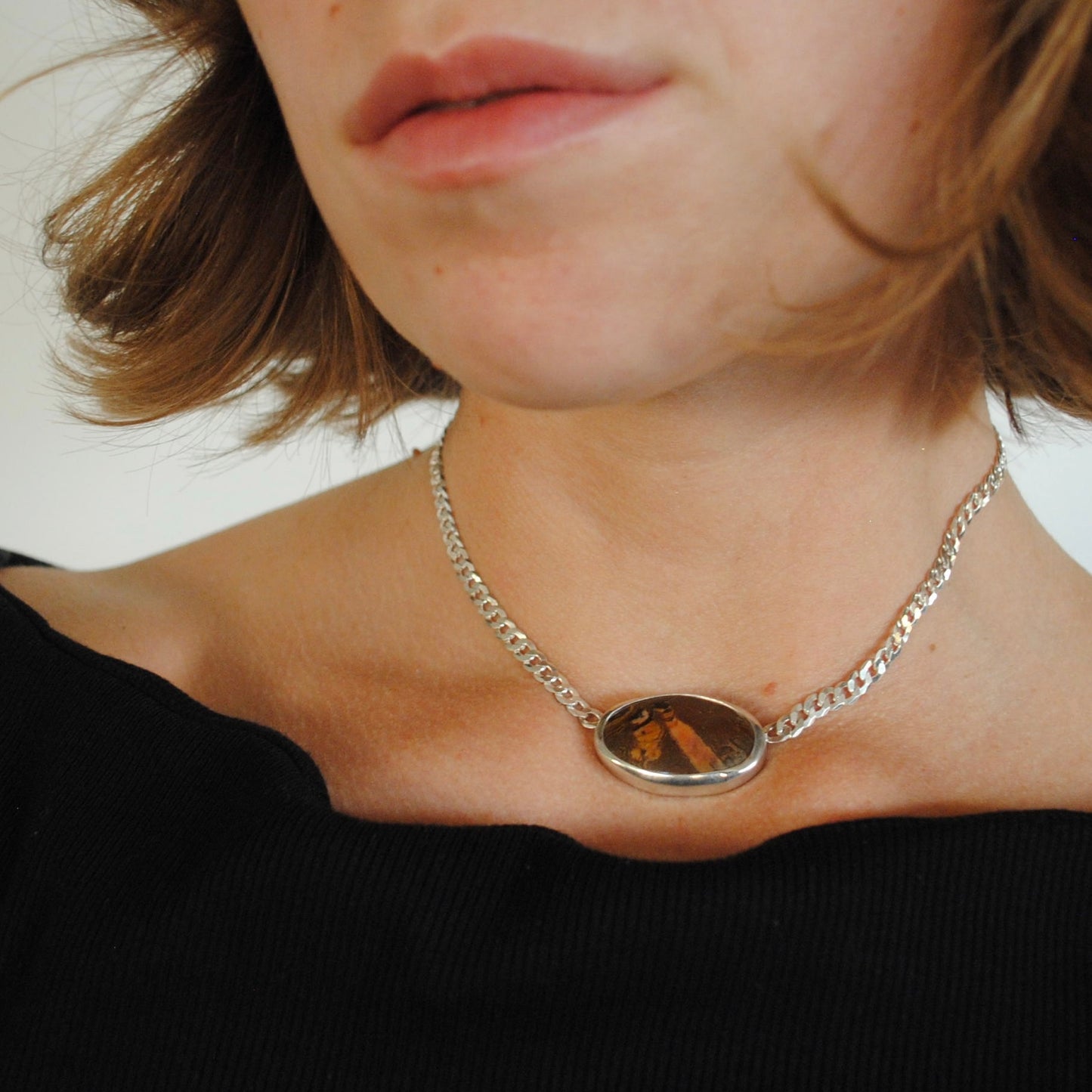 Polychrome Jasper Curb Chain Necklace