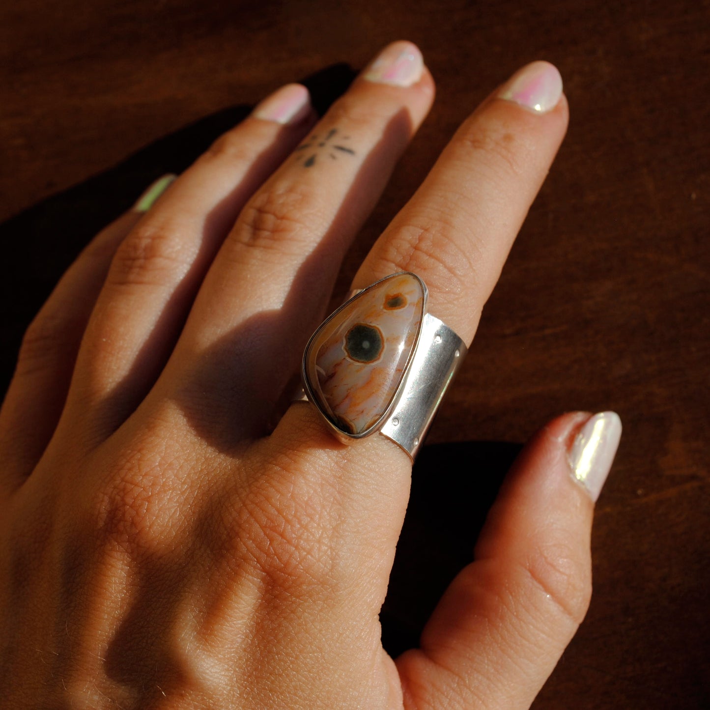 Ocean Jasper Wide Band Ring
