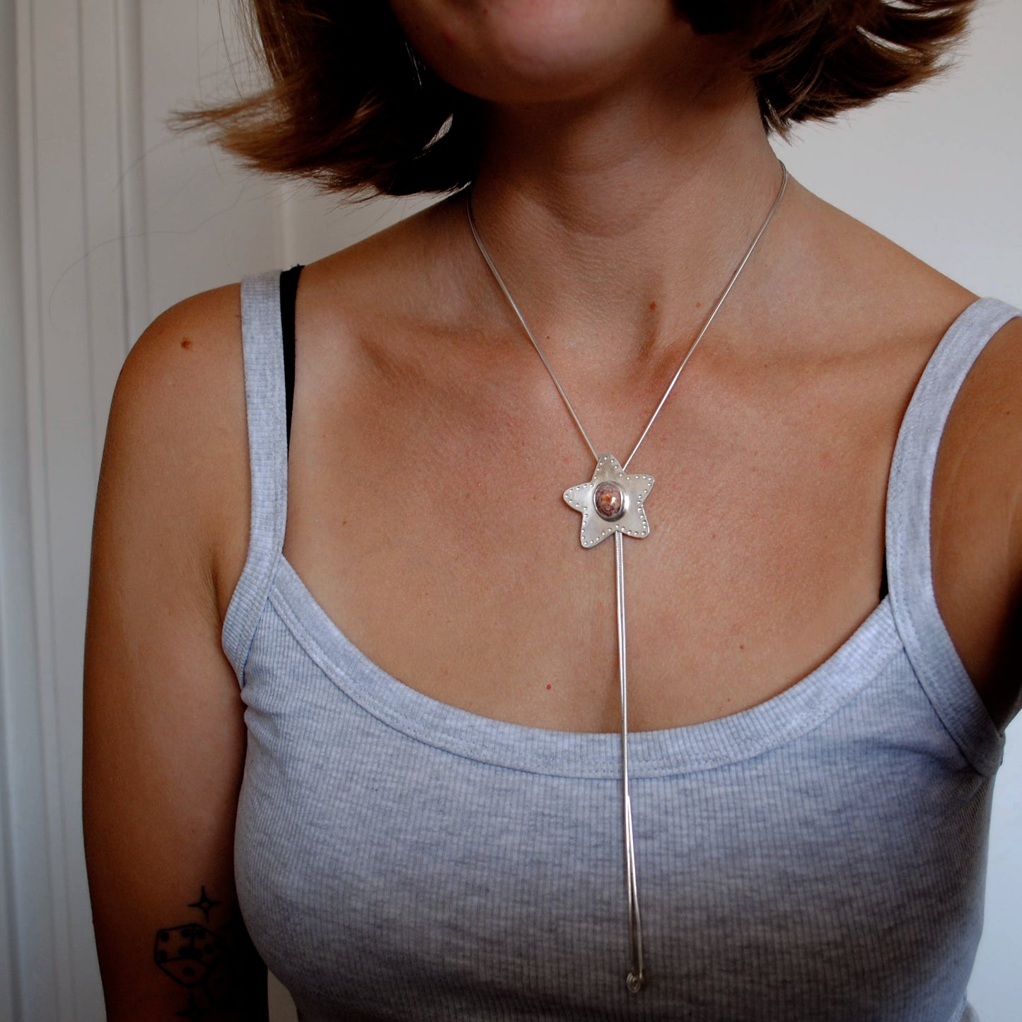 Fire Opal Star Bolo Tie I