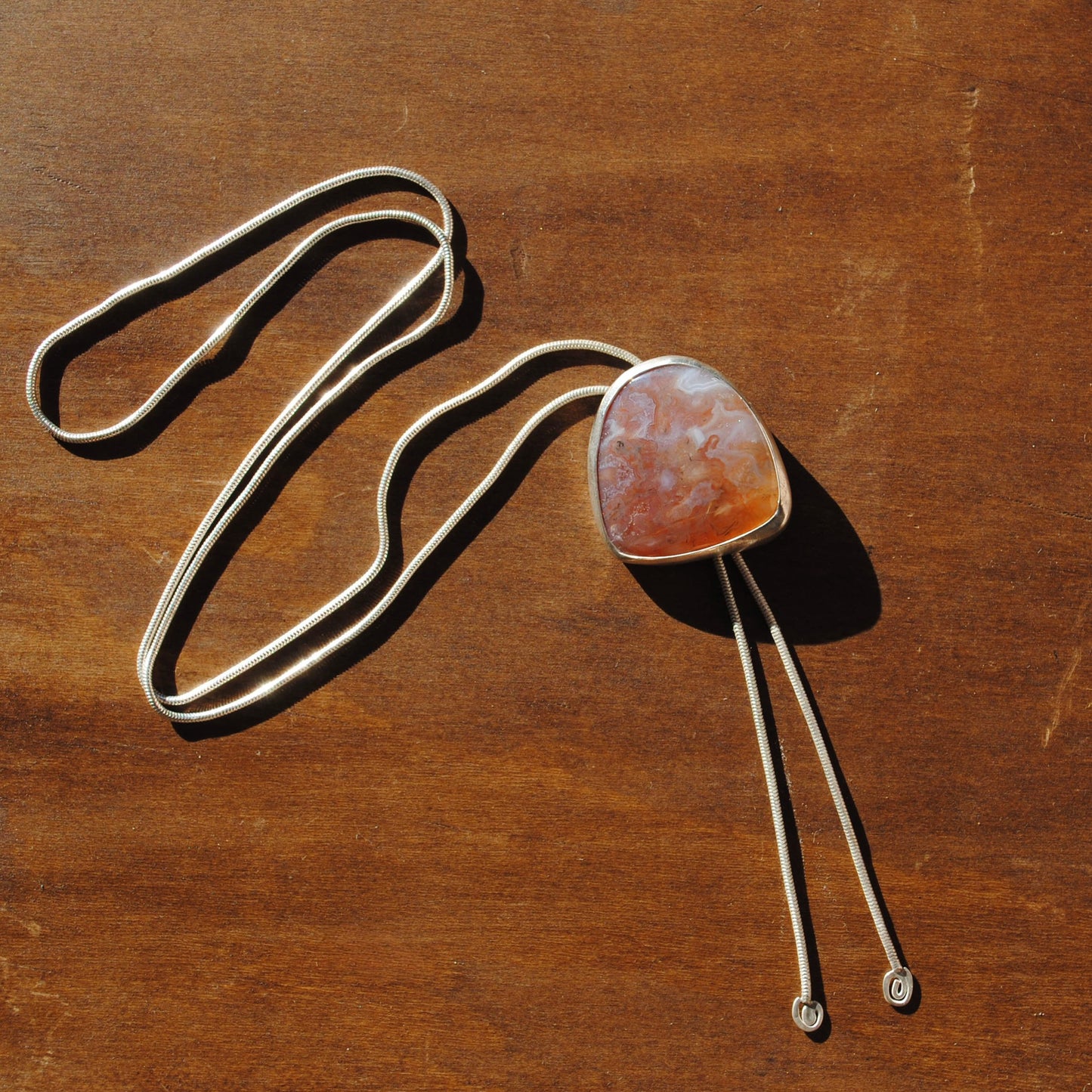 Pink Banded Agate Bolo Tie