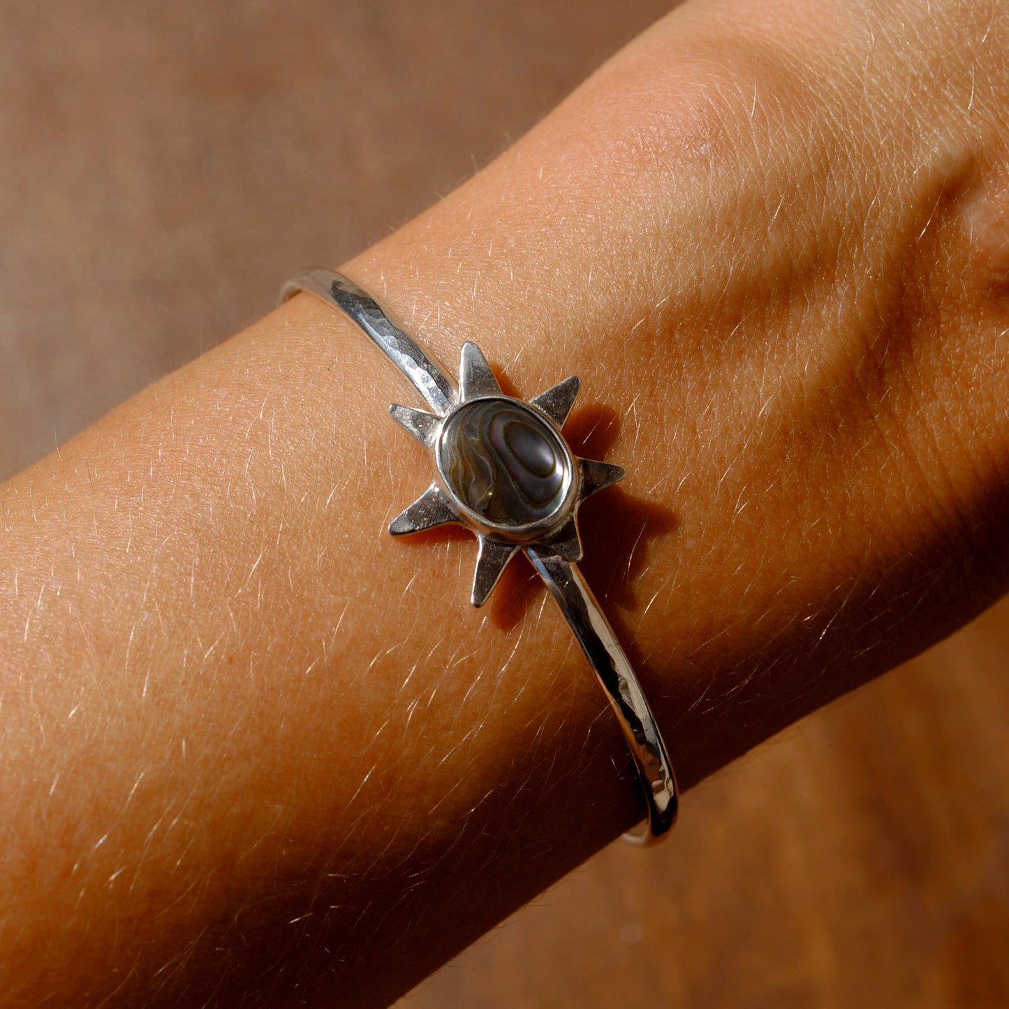 Abalone Hammered Star Cuff