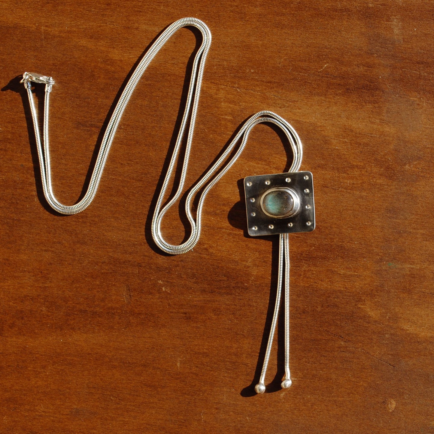 Labradorite Square Bolo Tie