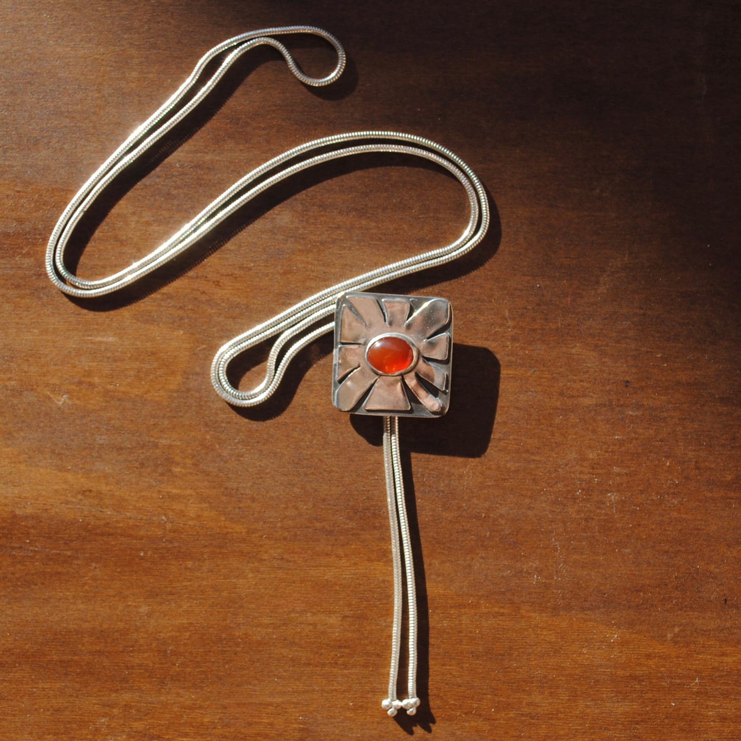 Carnelian Flower Bolo Tie