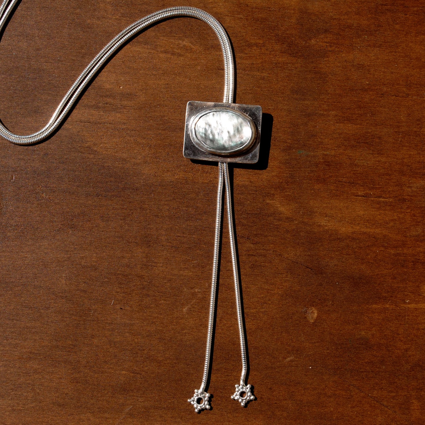 Black Mother of Pearl Rectangle Bolo Tie