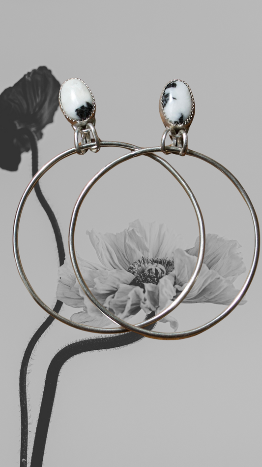 White Buffalo Turquoise Hoops