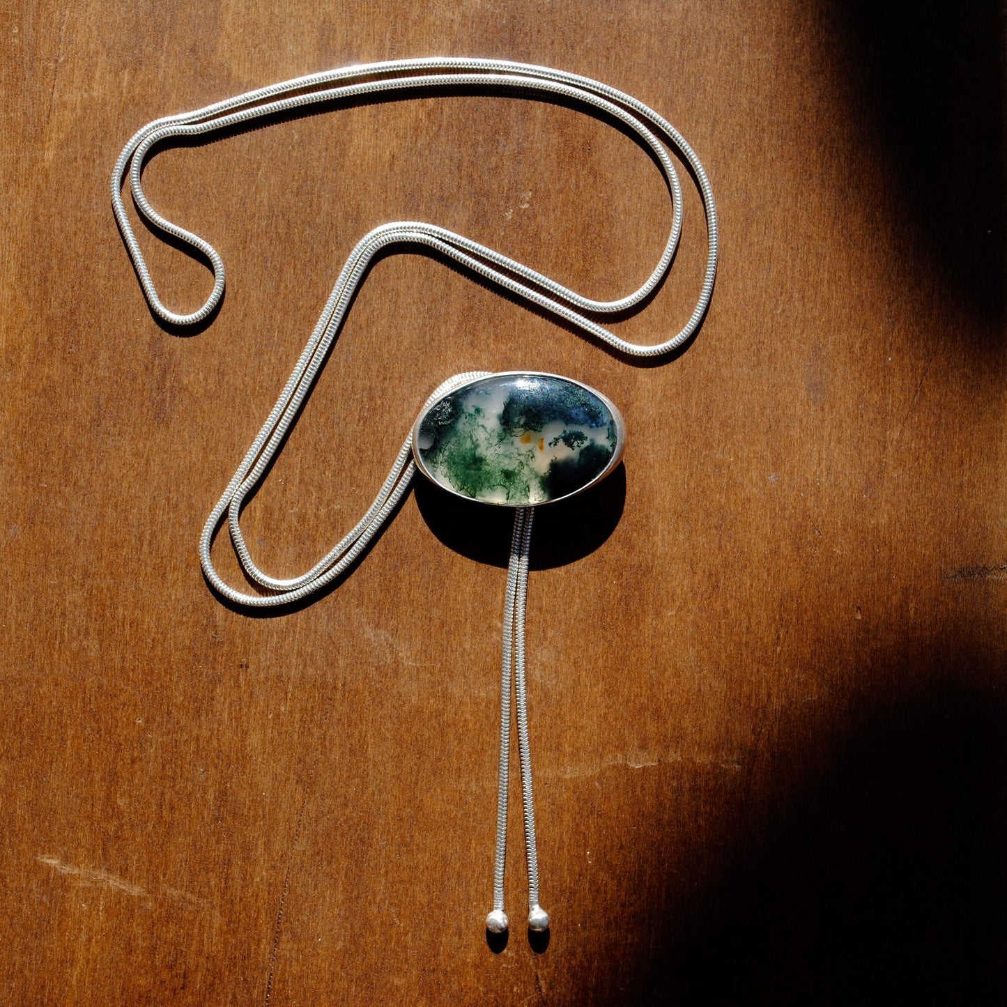 Moss Agate Bolo Tie