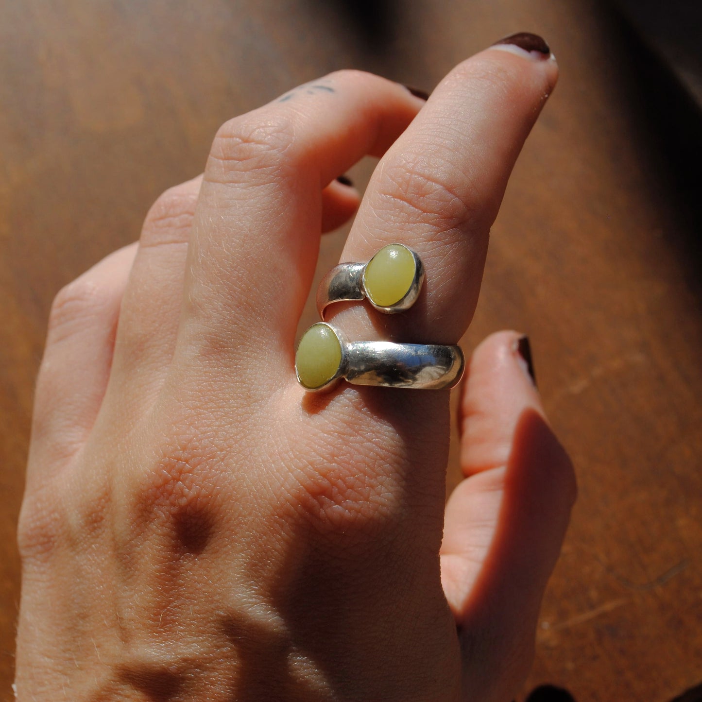 Olive Jade Ring - US Size 7