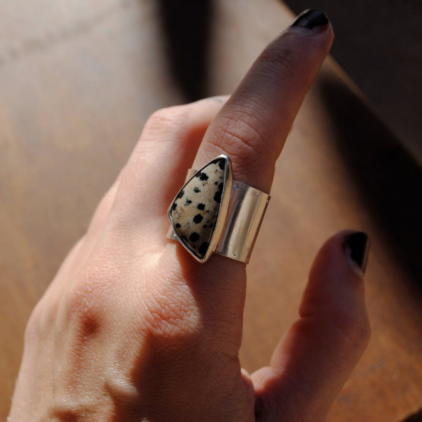 Dalmatian Jasper Ring - US Size 8