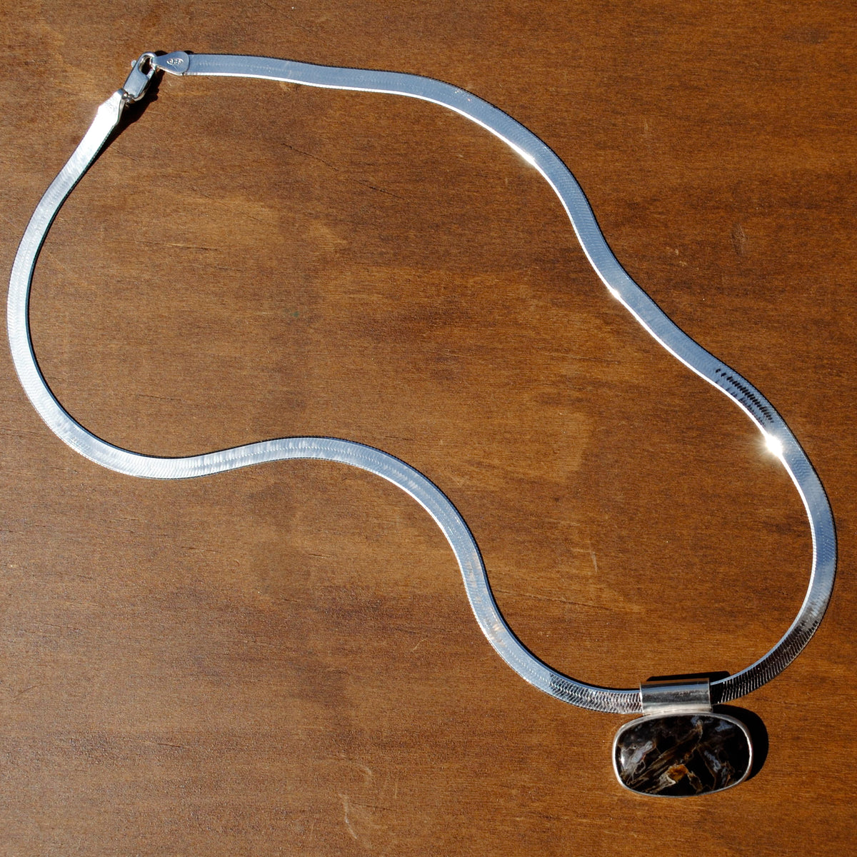Brown Stick Agate Herringbone Necklace