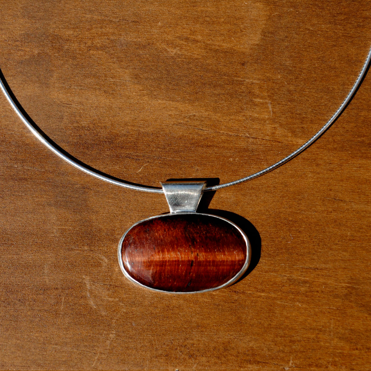 Red Tigers Eye Omega Necklace