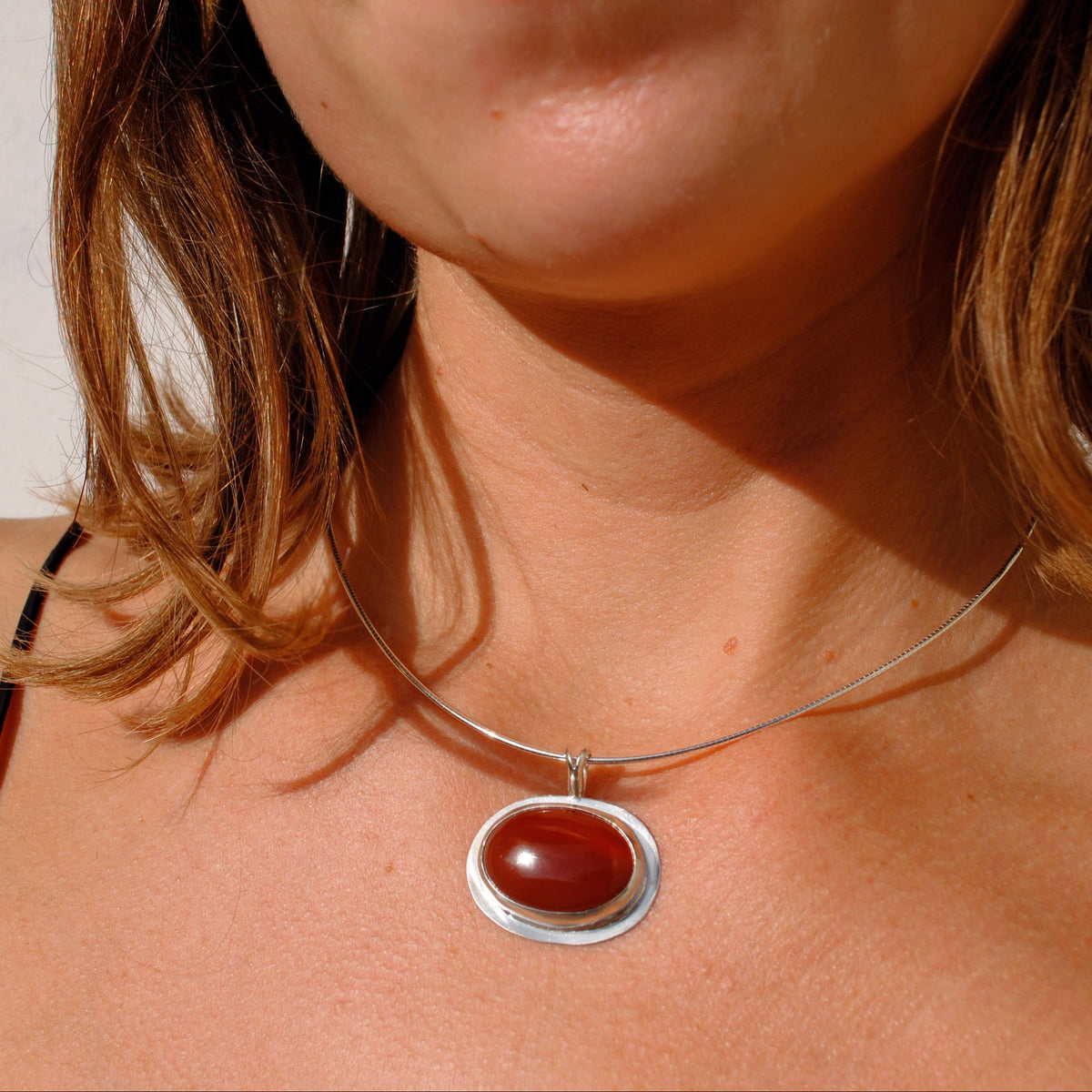 Red Agate Omega Necklace